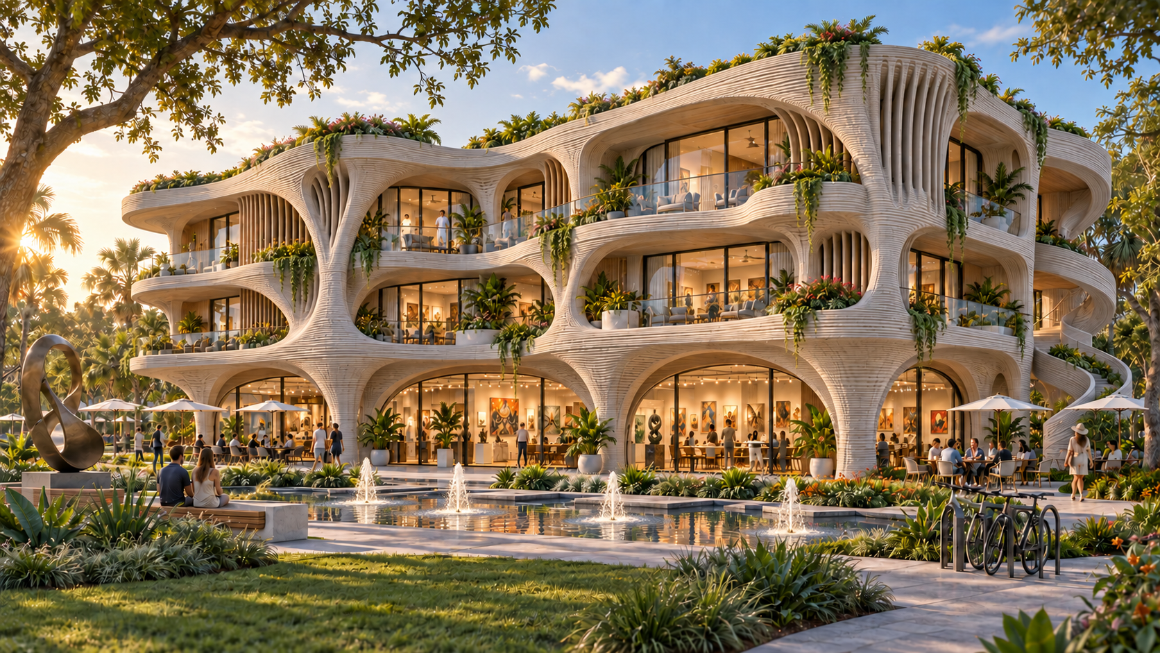 Genesis-designed office and mixed-use concept illustrating a commercial application of 3D construction