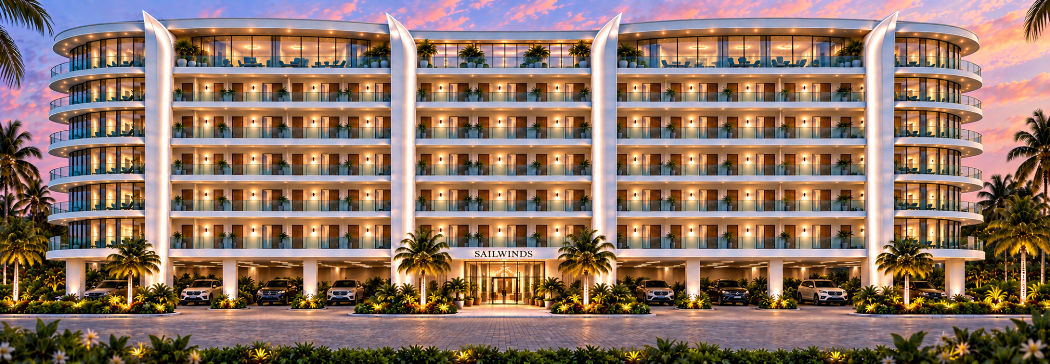 Front elevation of a contemporary multifamily residence