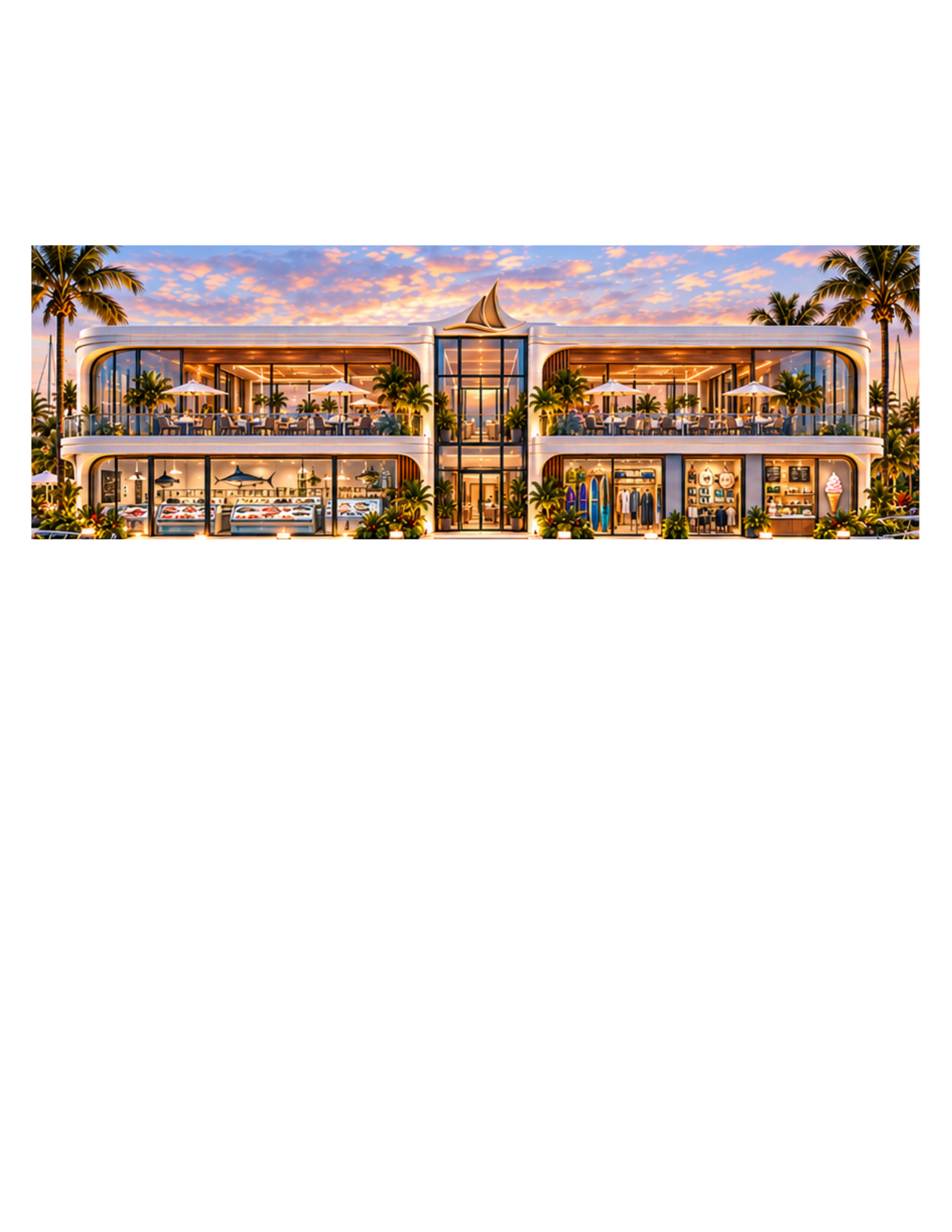 Front elevation of a 3D-designed retail destination